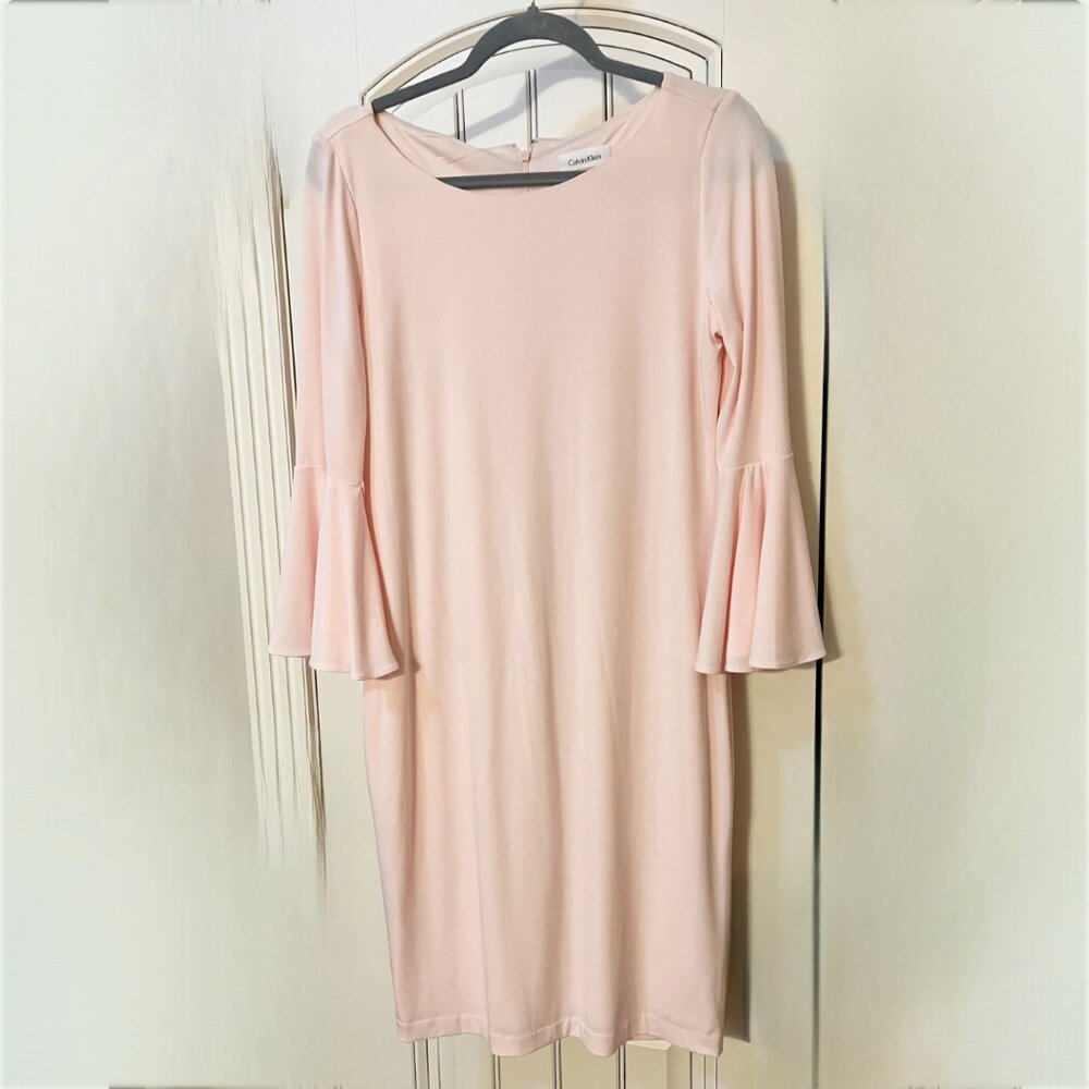 Calvin Klein Pink Dress with Bell Sleeve